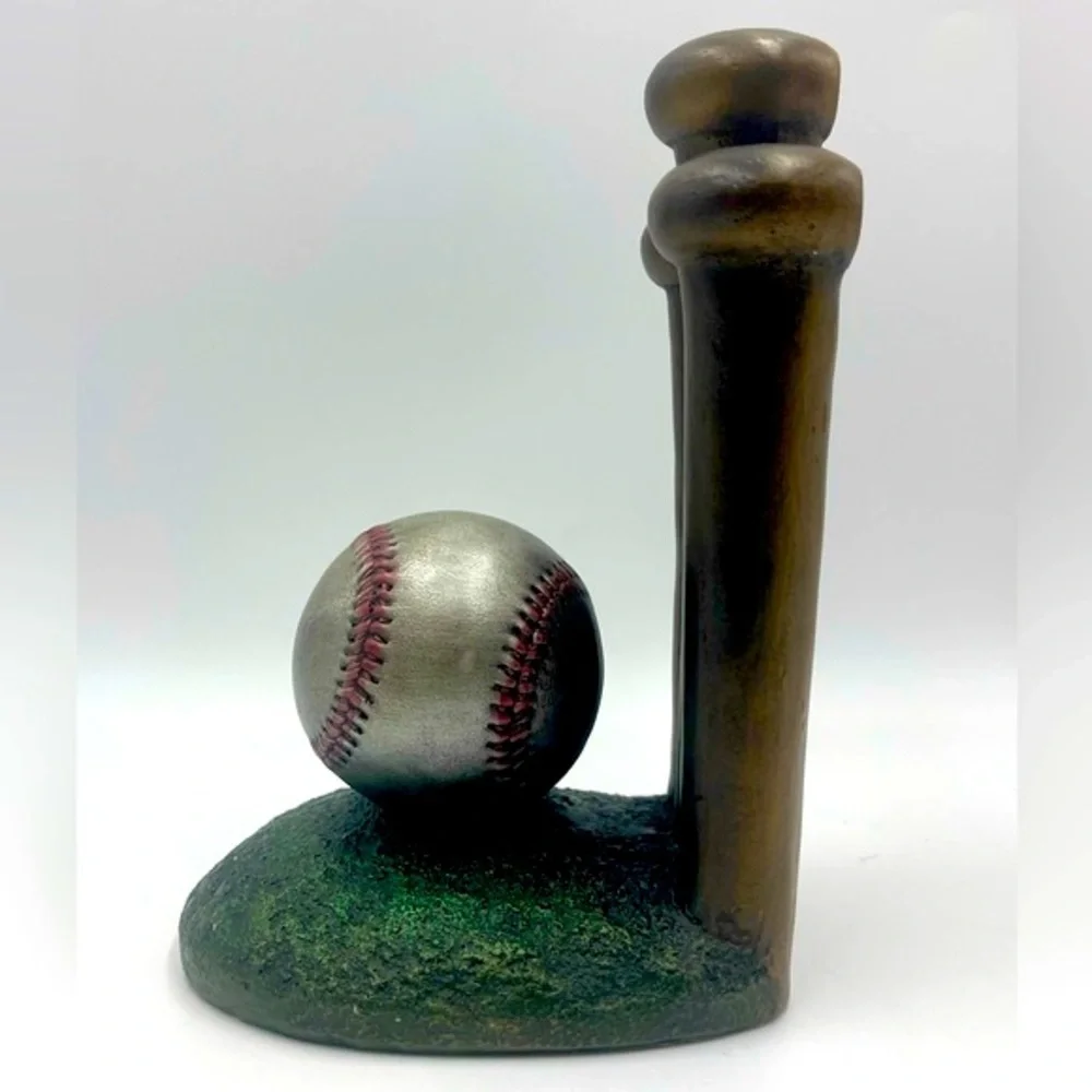 1997 Austin Sculpture:”Cutcone” Vintage Baseball & Bat Ceramic Sculpture Bookend